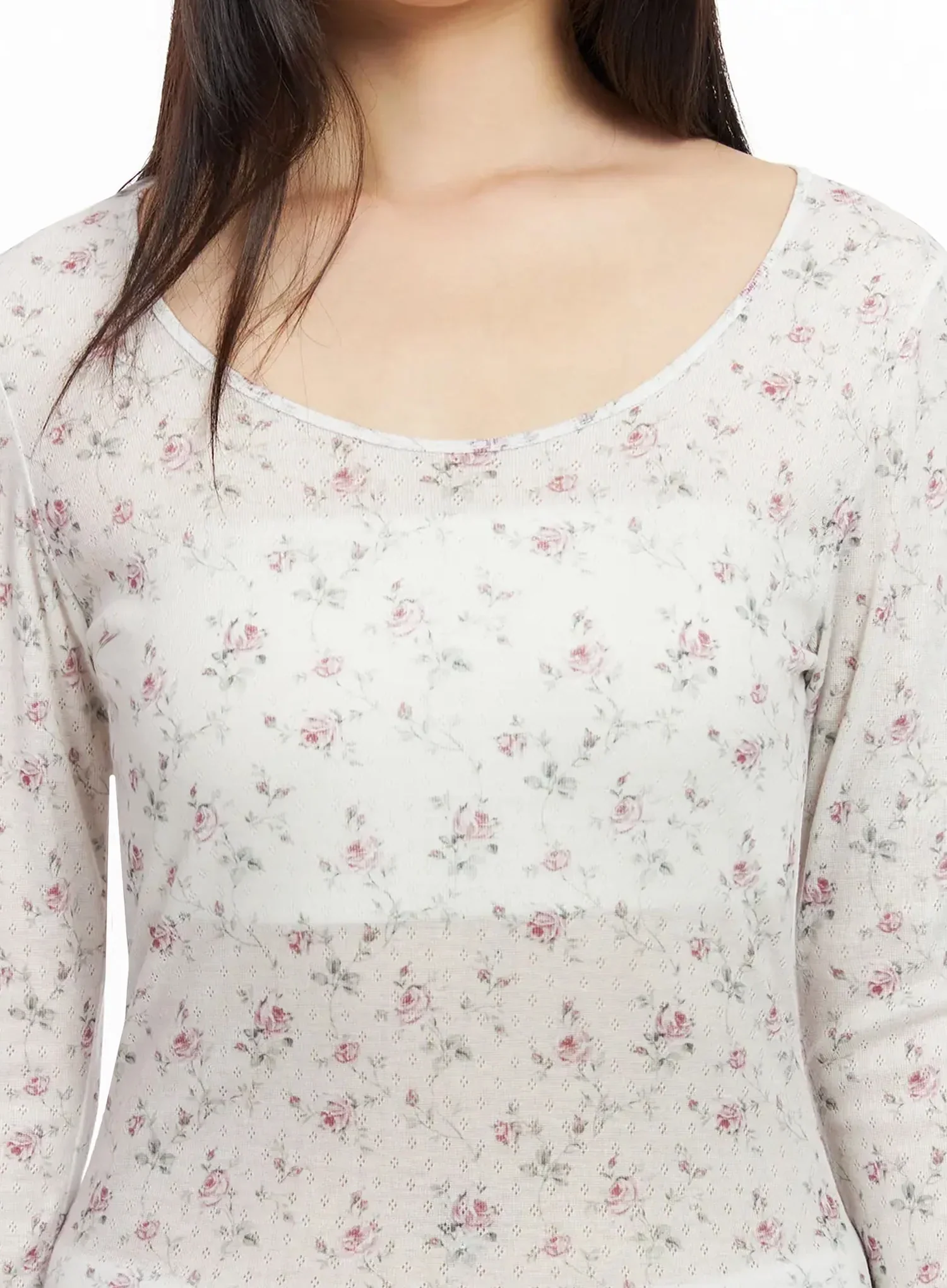 Floral Slim Long Sleeve Tee IA523 - Image 4