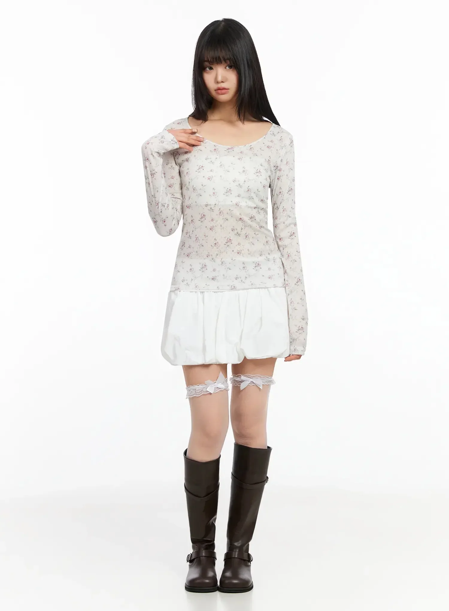 Floral Slim Long Sleeve Tee IA523 - Image 5