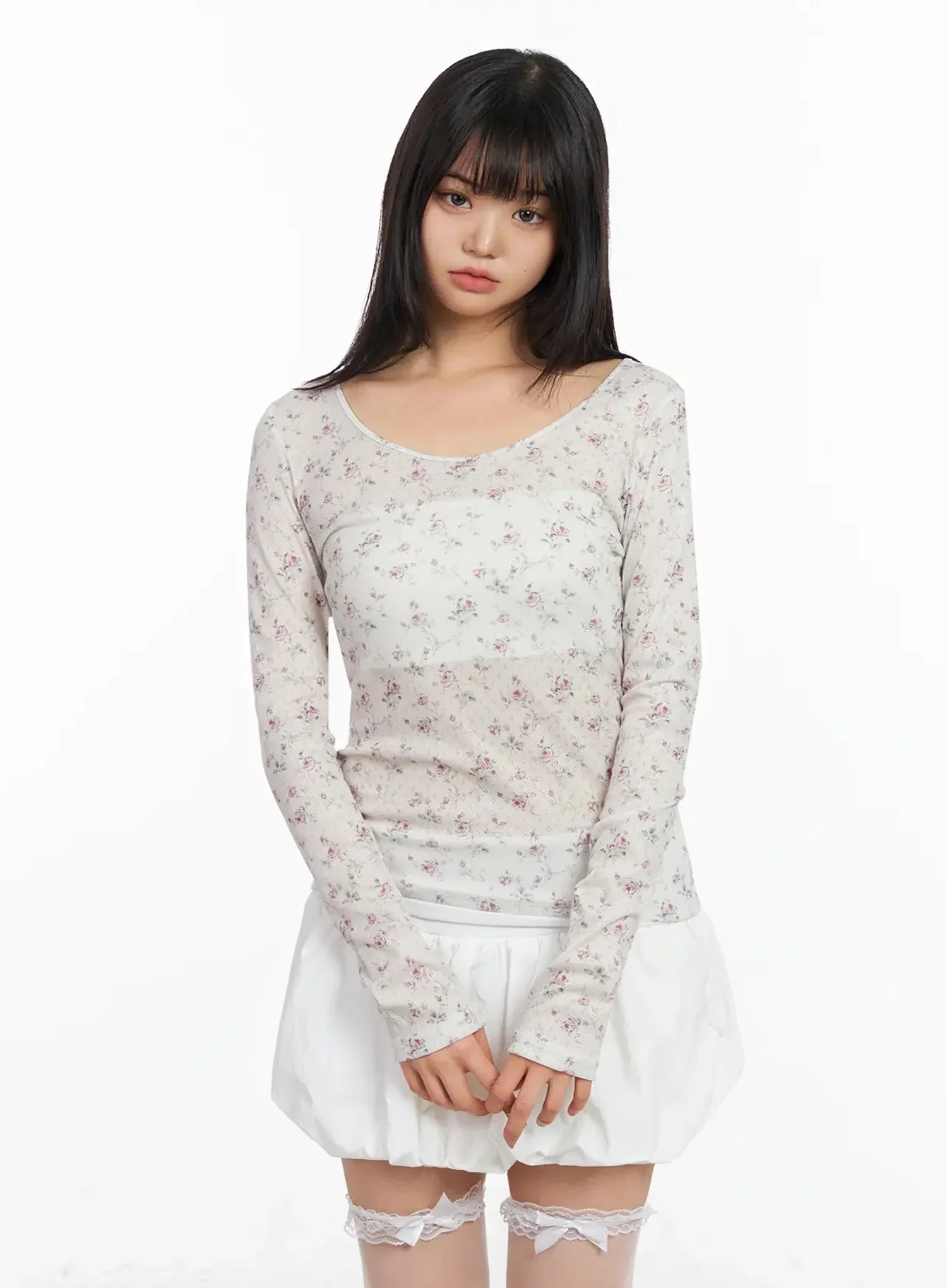 Floral Slim Long Sleeve Tee IA523 - Image 7