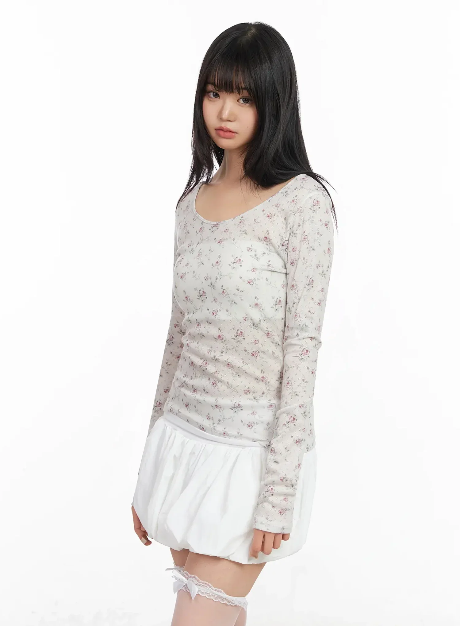 Floral Slim Long Sleeve Tee IA523 - Image 8