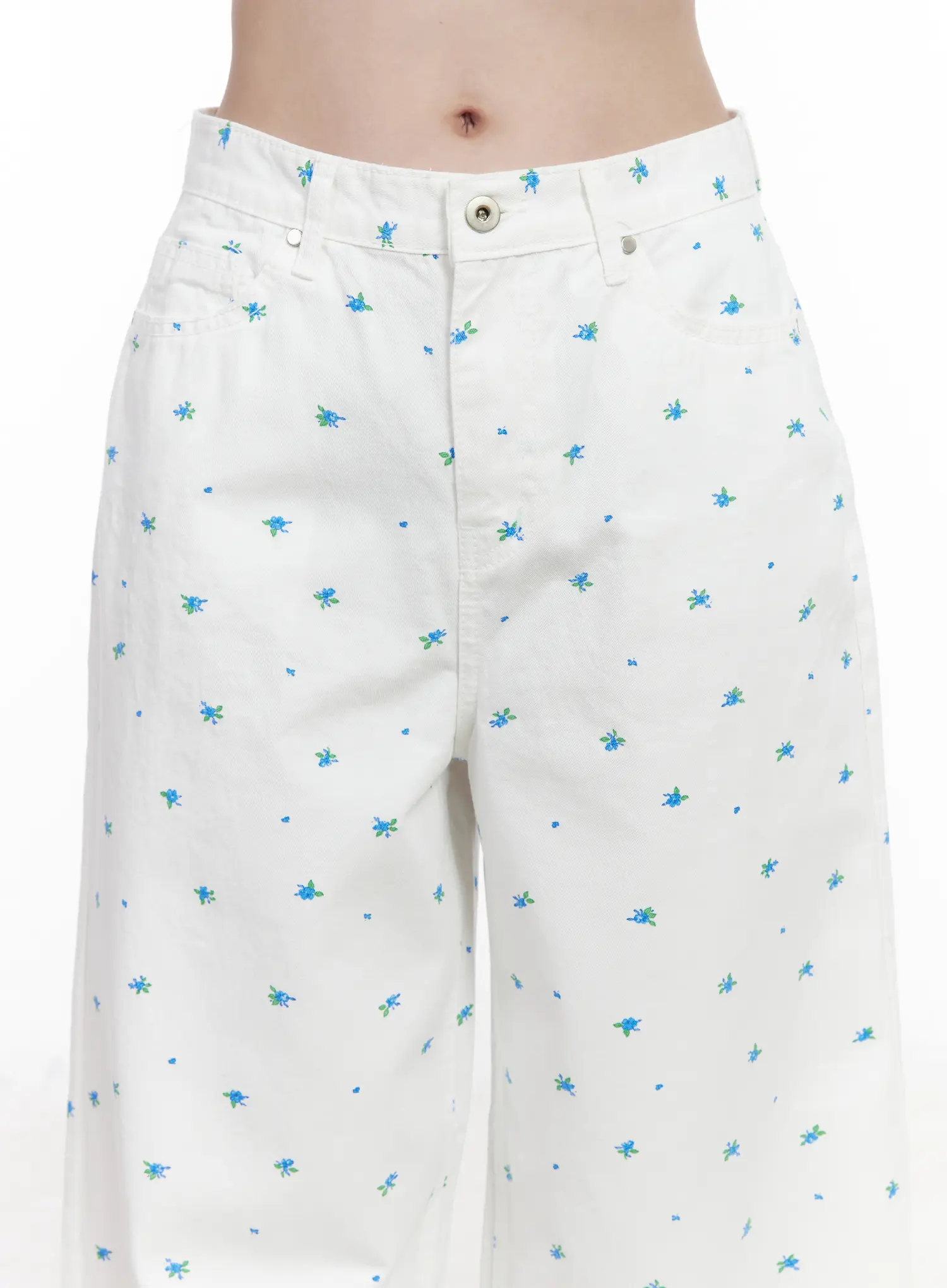 Floral Wide-Leg Cotton Pants CA510 - Image 3