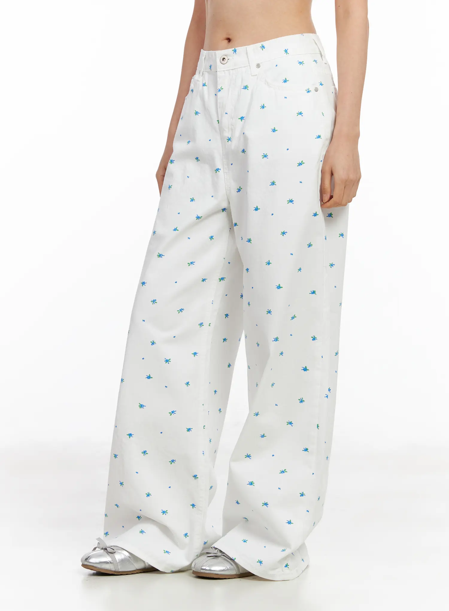 Floral Wide-Leg Cotton Pants CA510 - Image 4