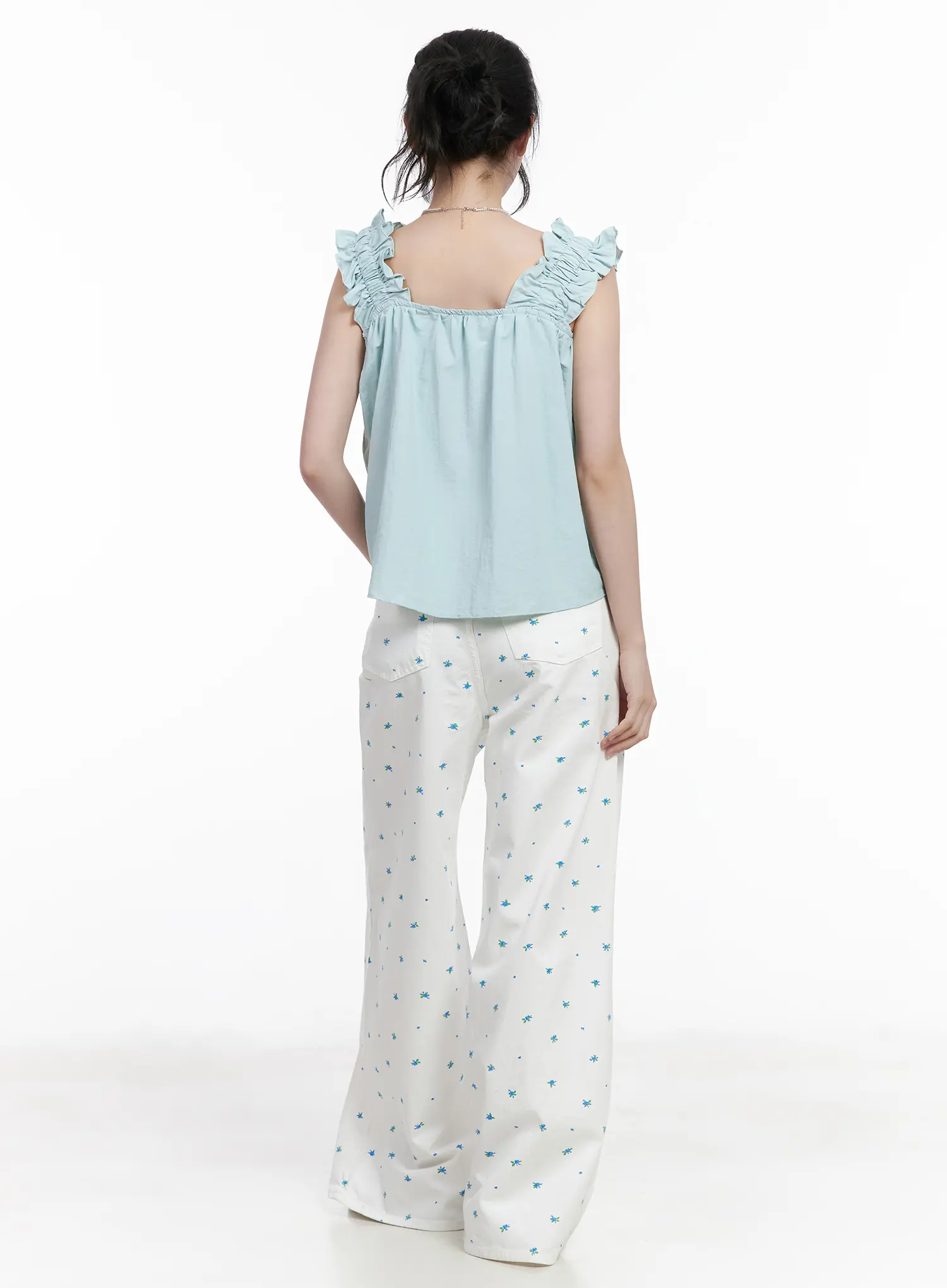 Floral Wide-Leg Cotton Pants CA510 - Image 7