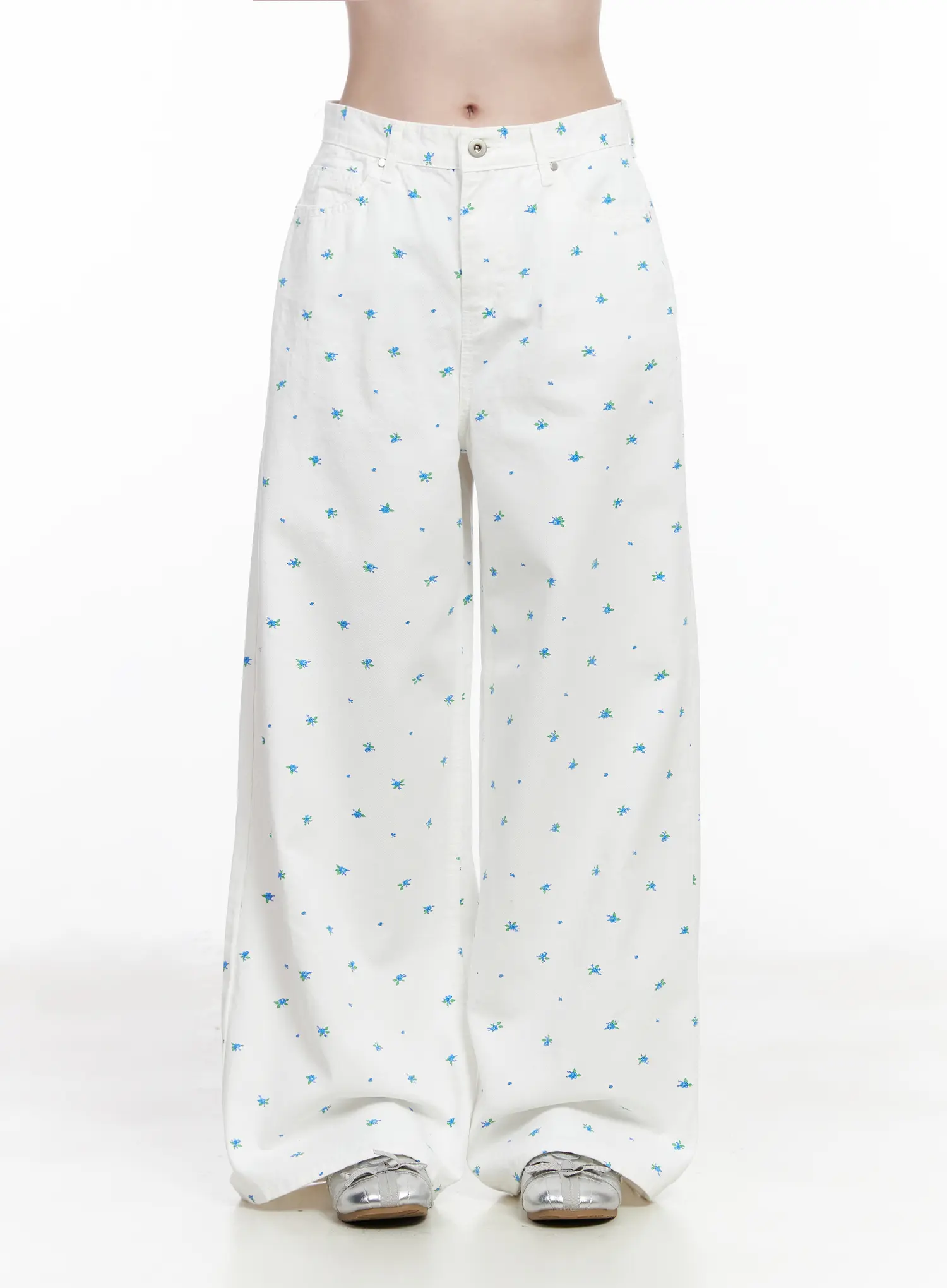 Floral Wide-Leg Cotton Pants CA510 - Image 8