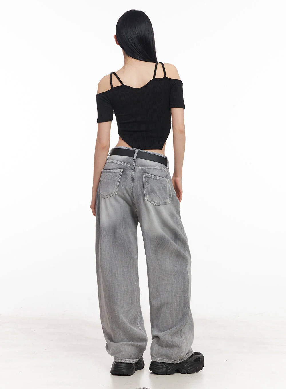 Flore Washed Wide-Leg Jeans IY516 - Image 11