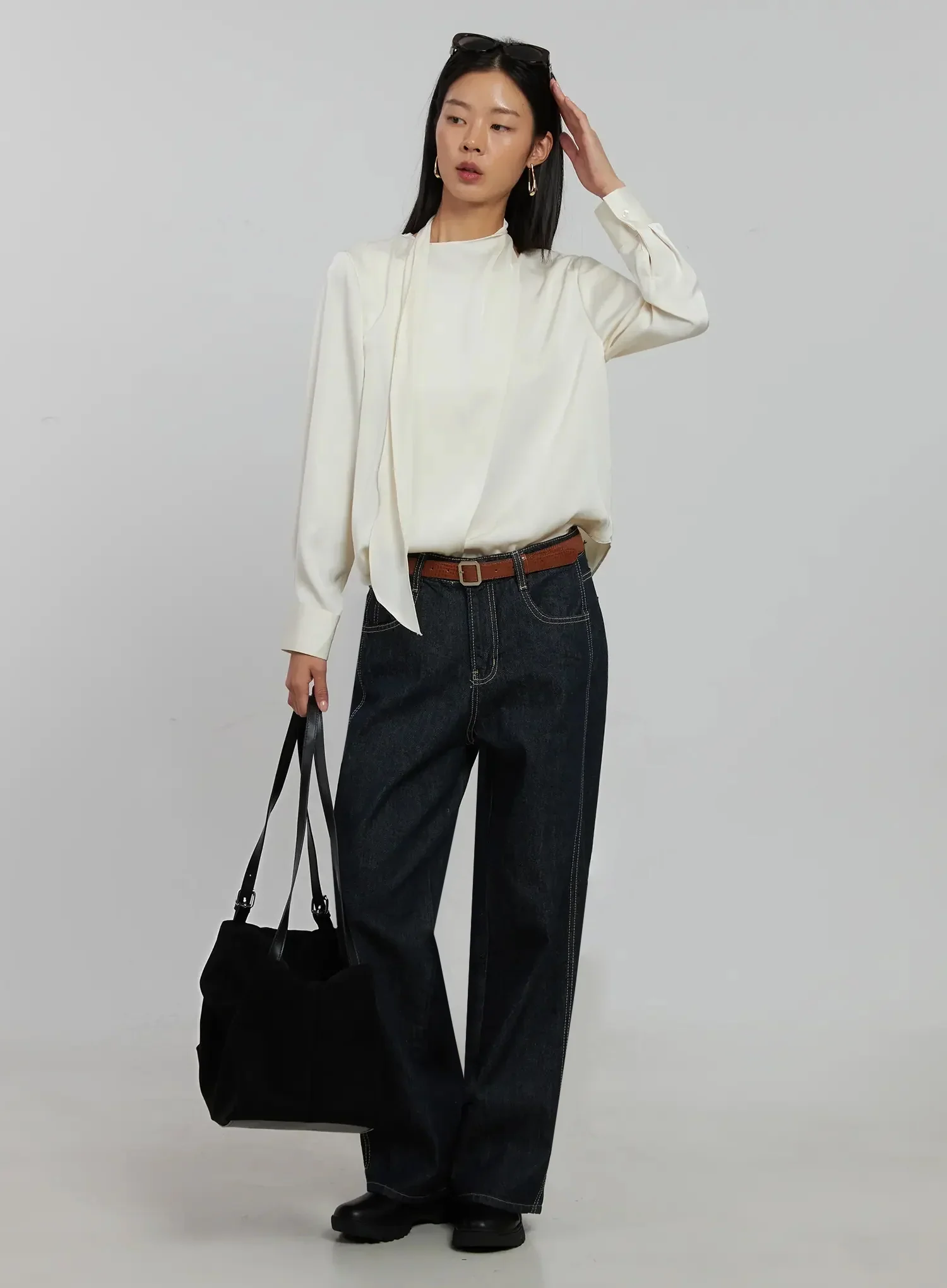 Flowy Neck Tie Blouse IJ509 - Image 11