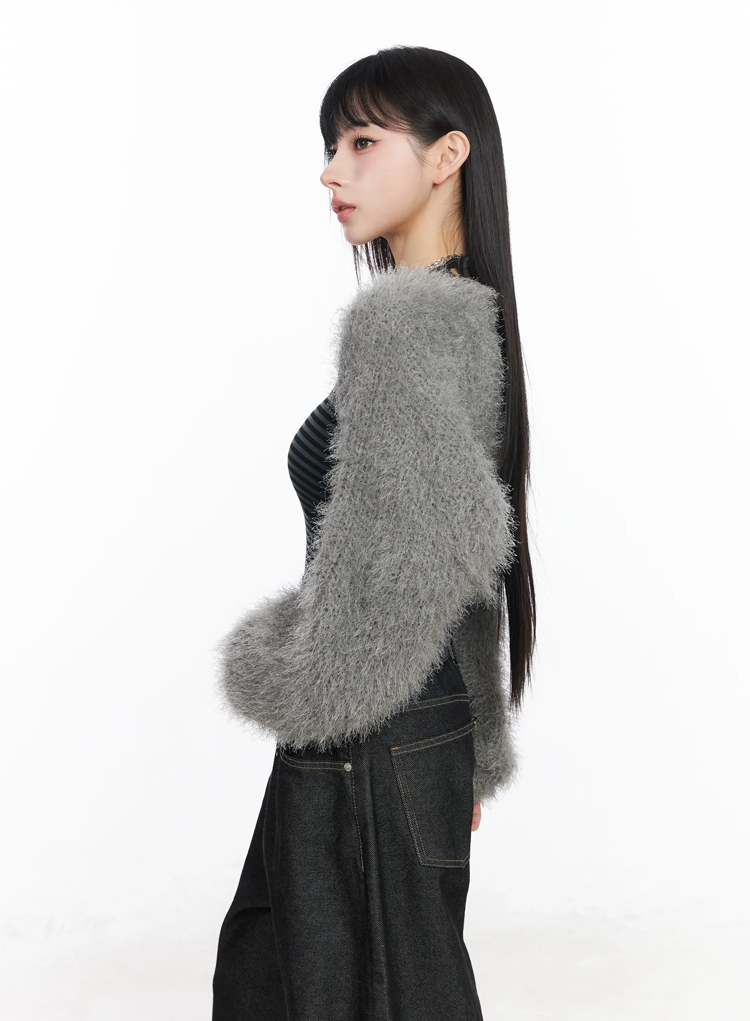 Fluffy Bolero Crop Cardigan CF519 - Image 7