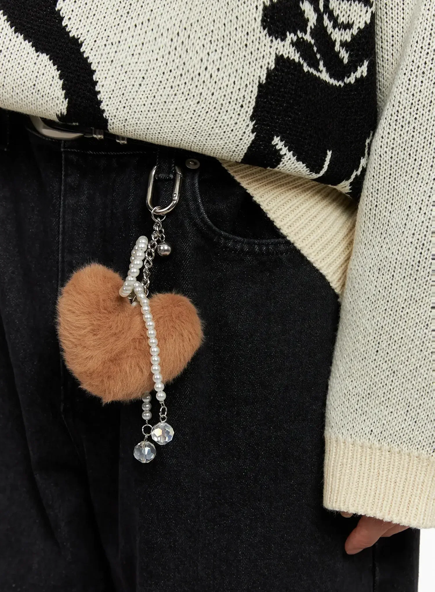 Fluffy Heart Ribbon Charm Keychain IO517 - Image 6