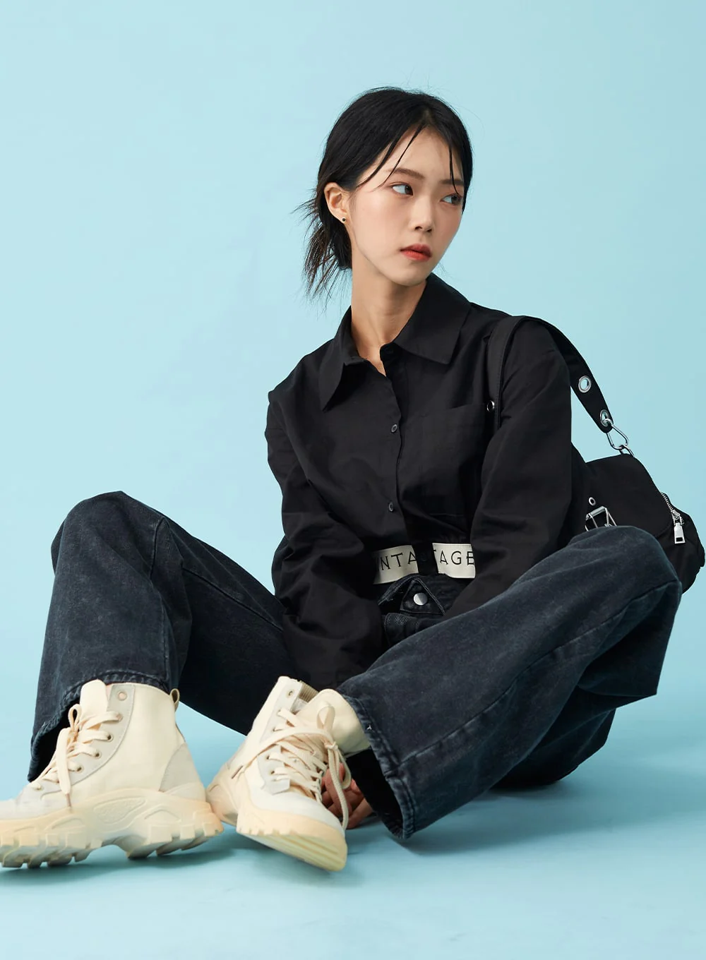 Four Buttoned Open Black Jeans CU8 - Image 11