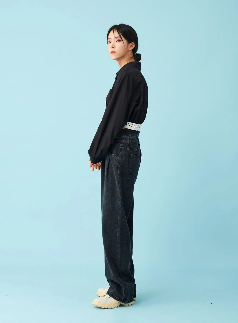 Four Buttoned Open Black Jeans CU8 - Image 8