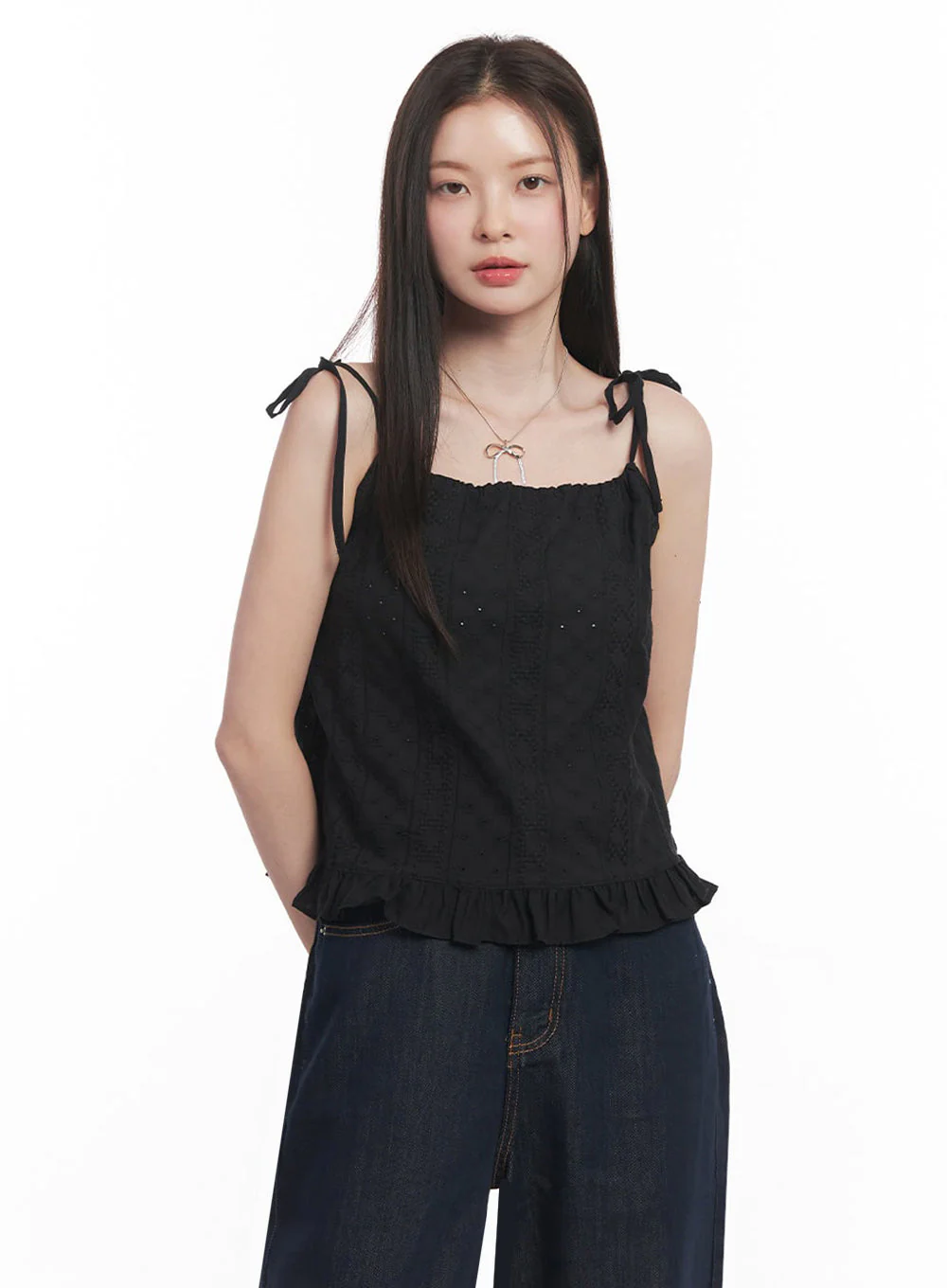 Frill Lace Ribbon Cami Top IY509 - Image 16