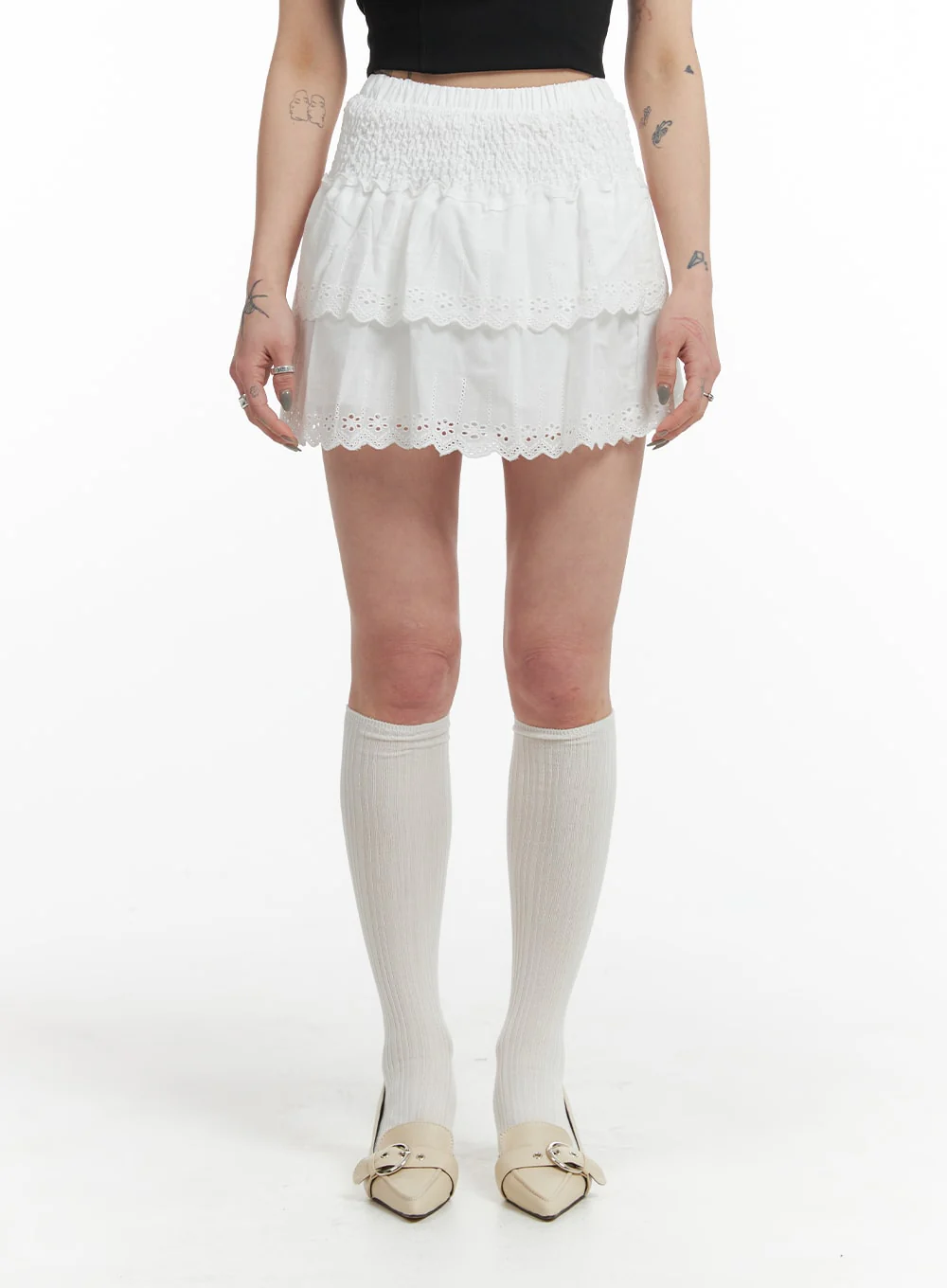 Frill Layered Lace Mini Skirt IF423 - Image 2
