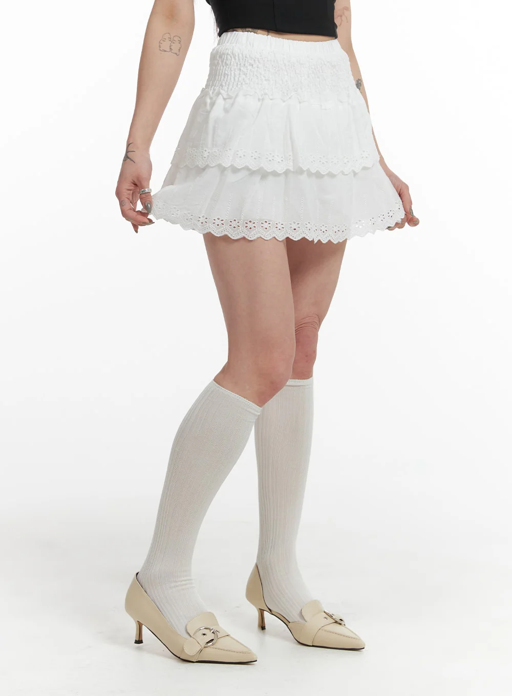 Frill Layered Lace Mini Skirt IF423 - Image 3