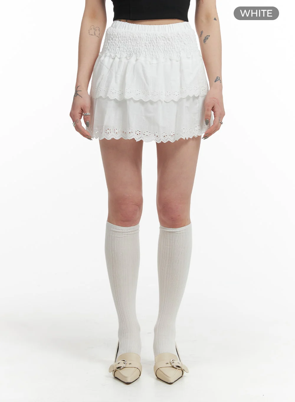 Frill Layered Lace Mini Skirt IF423 - Image 8