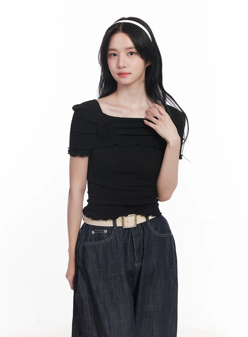 Frill Off-Shoulder Top CY526 - Image 9