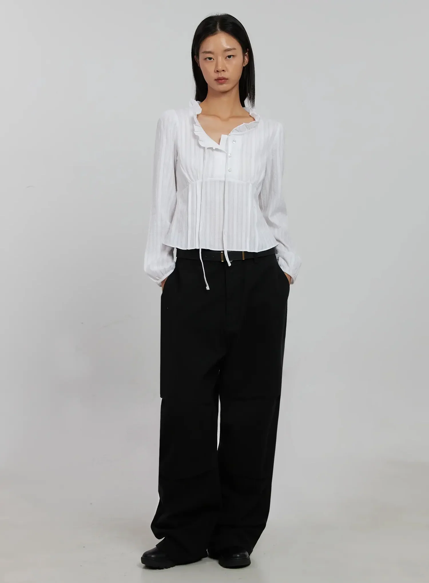 Frill Striped Blouse IJ509 - Image 10