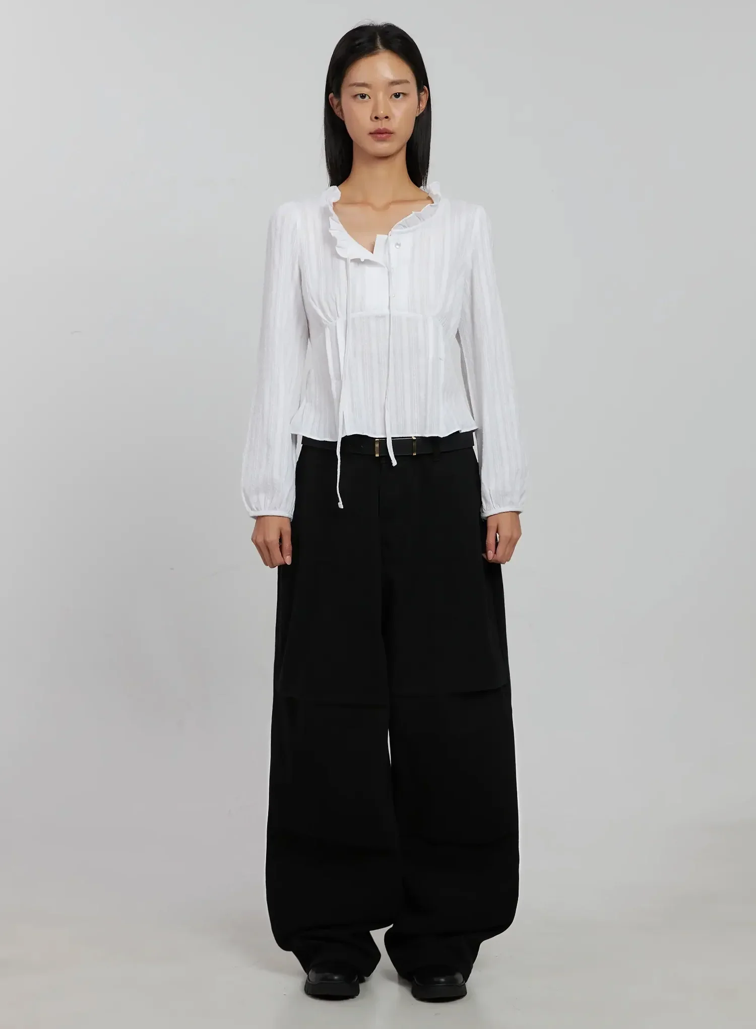 Frill Striped Blouse IJ509 - Image 4