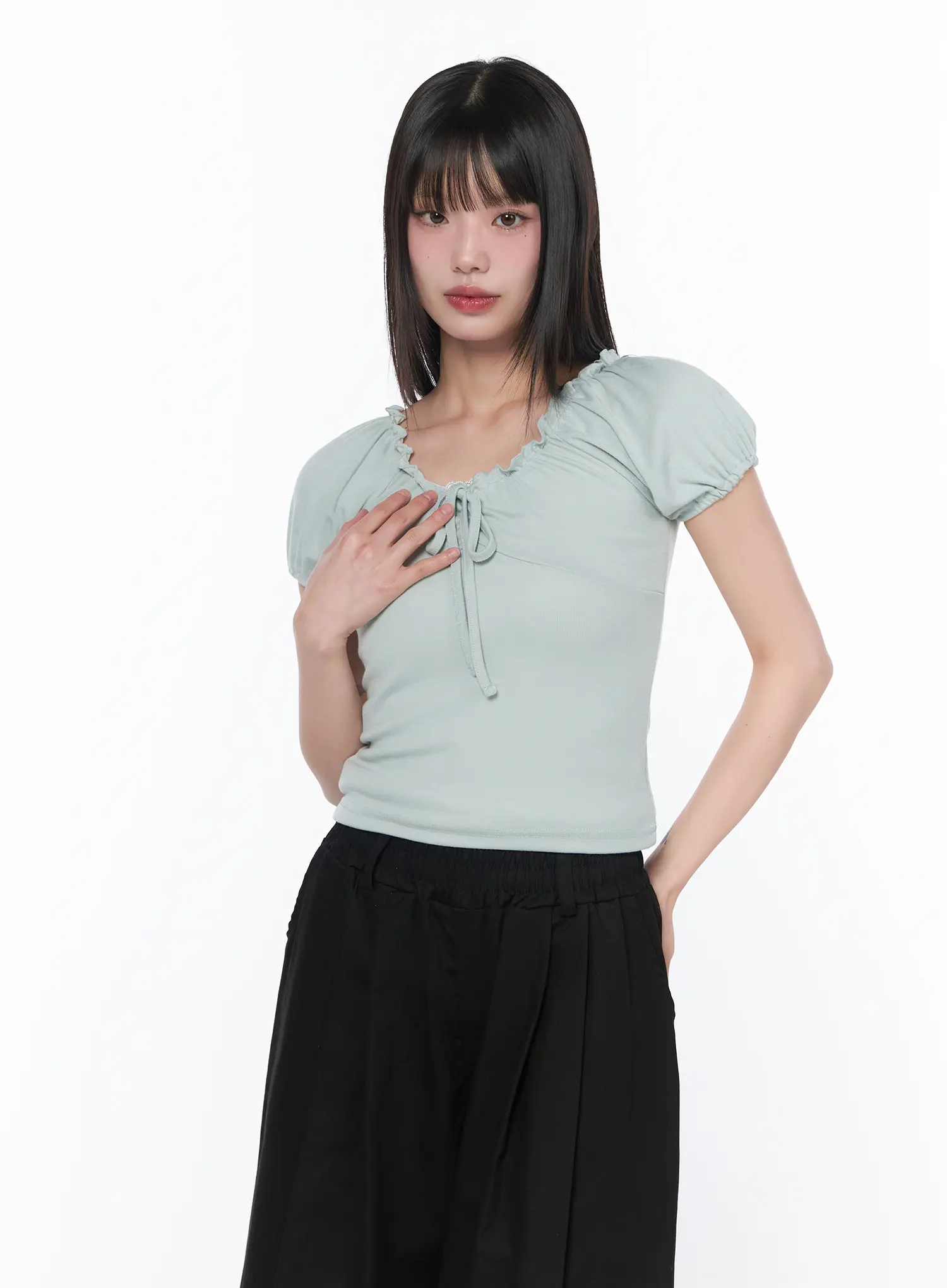 Frill Trim Puff Sleeve Blouse CA528 - Image 12