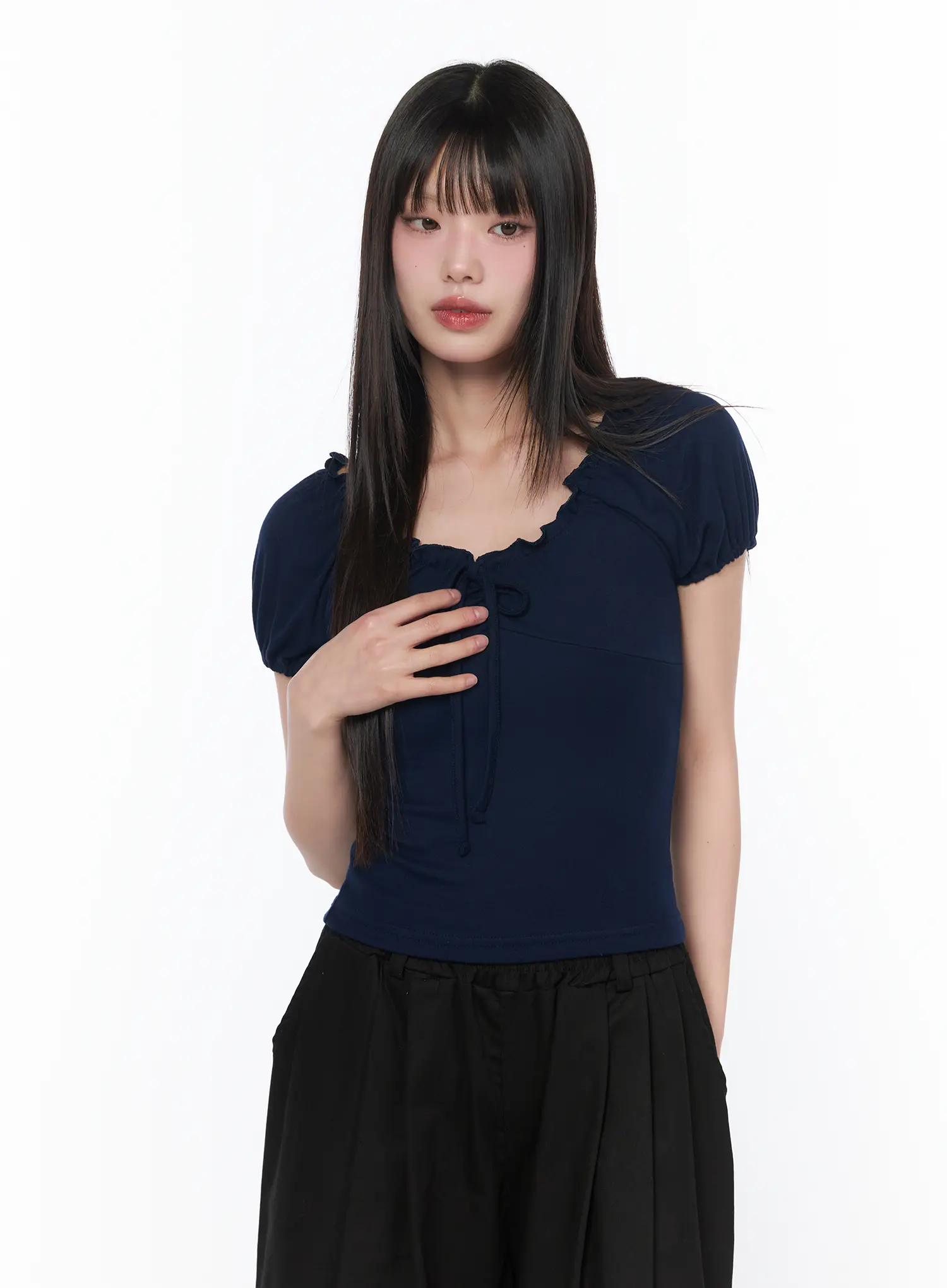 Frill Trim Puff Sleeve Blouse CA528 - Image 6