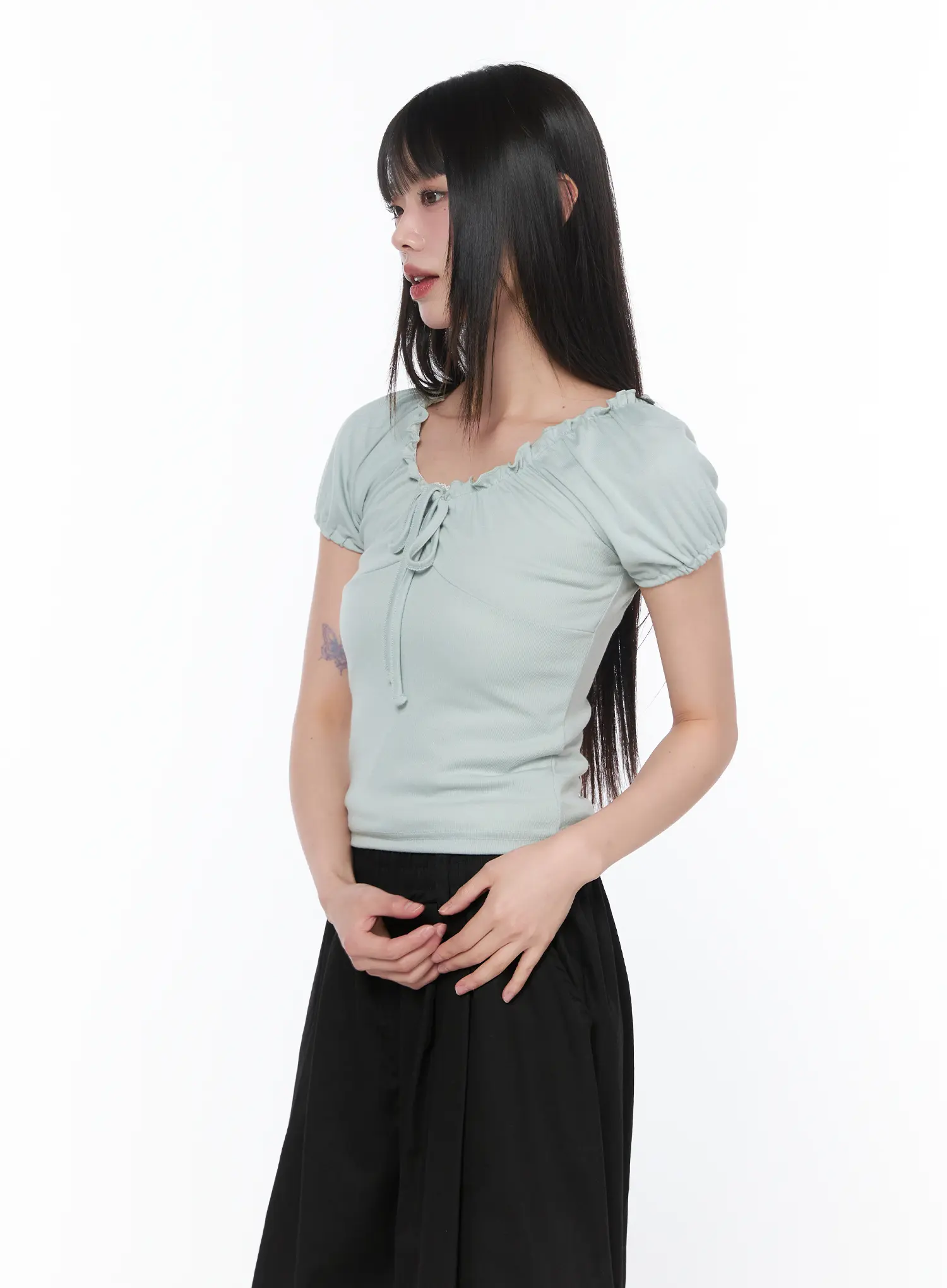 Frill Trim Puff Sleeve Blouse CA528 - Image 7