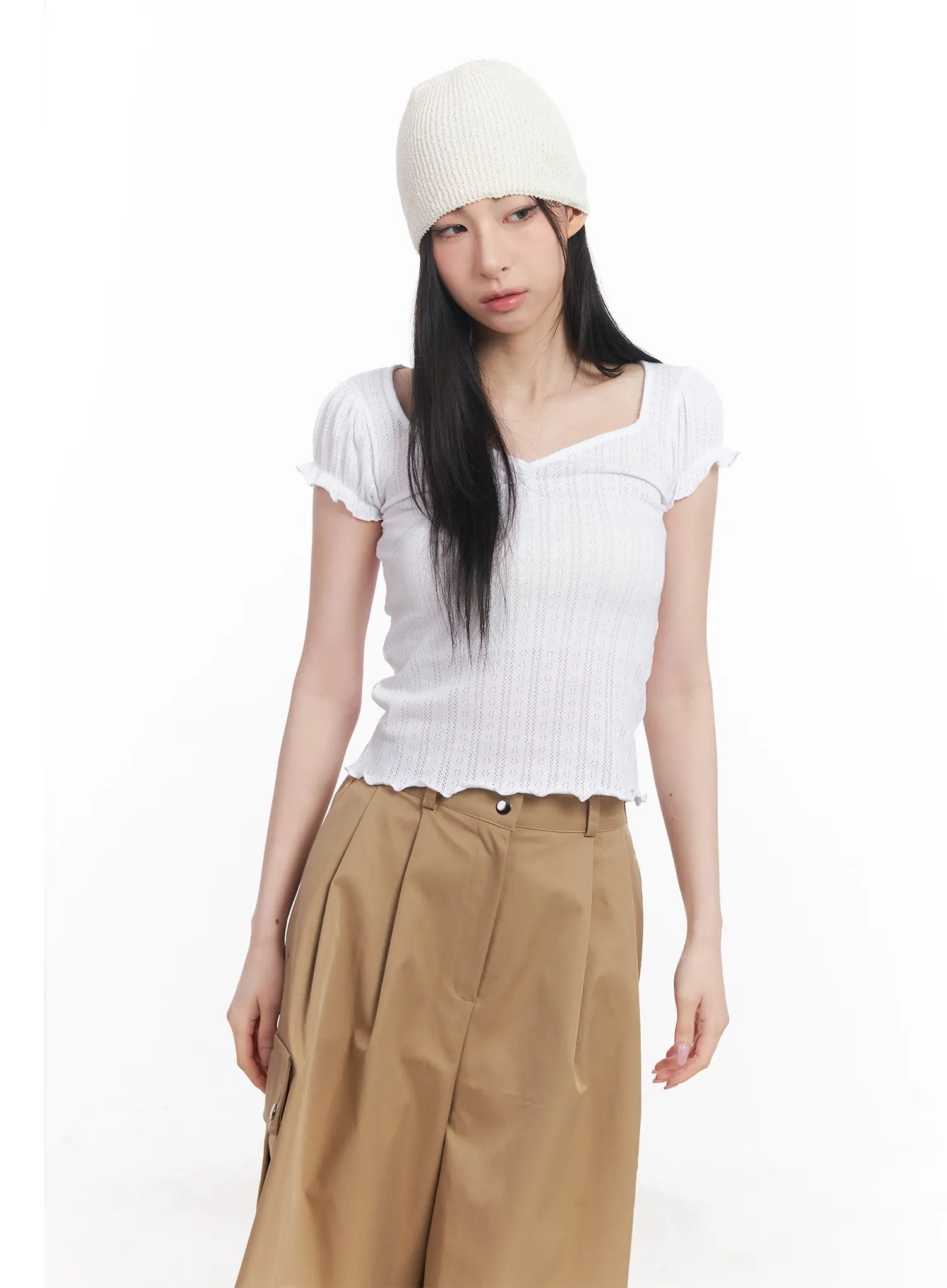 Frill V-Neck Crop Tee CU510 - Image 10