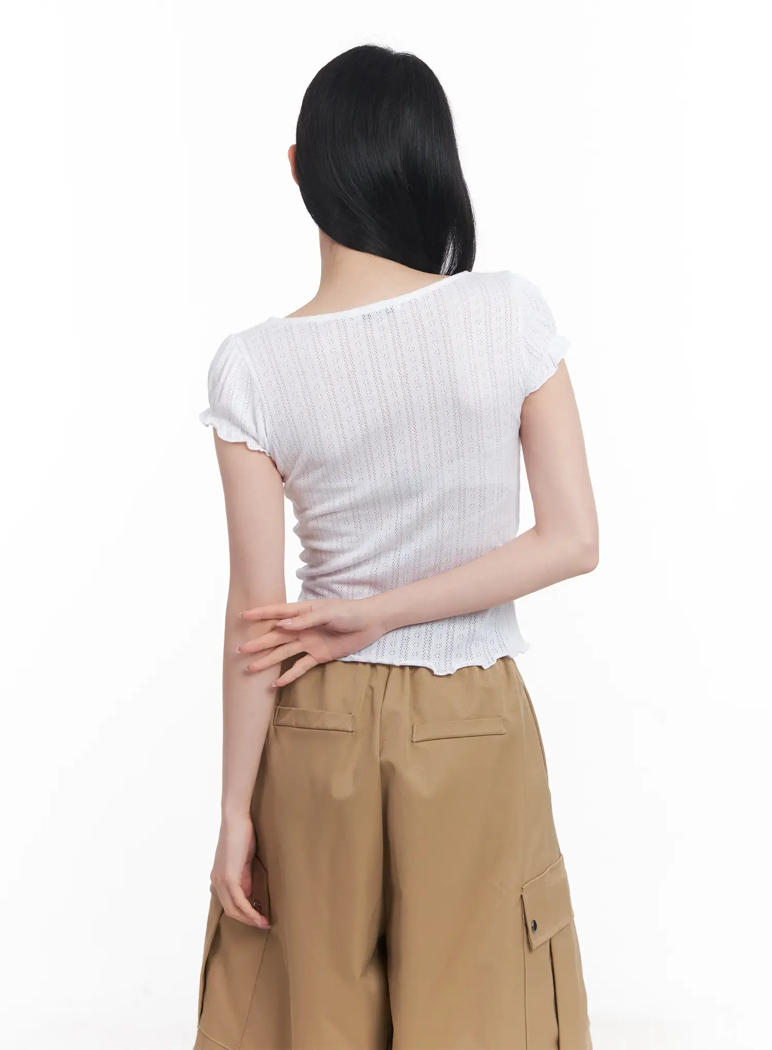 Frill V-Neck Crop Tee CU510 - Image 8