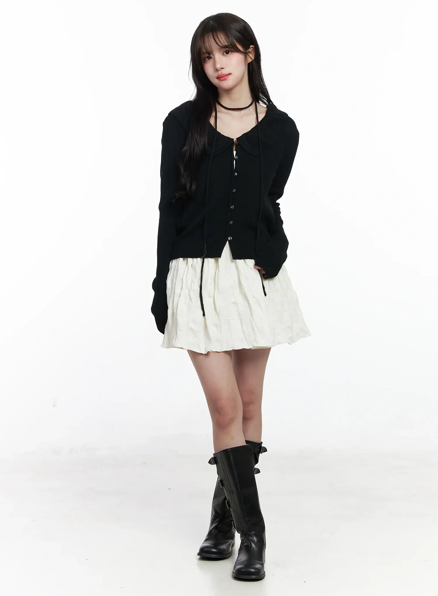 Frilled V-Neck Cardigan IJ529 - Image 2