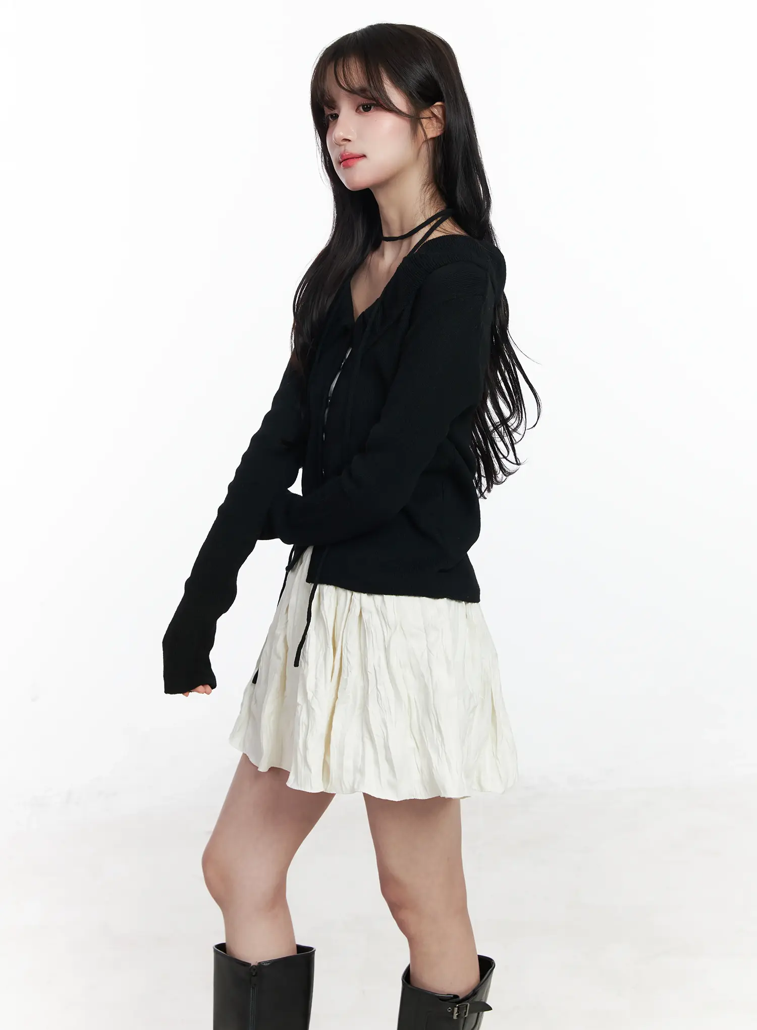 Frilled V-Neck Cardigan IJ529 - Image 7