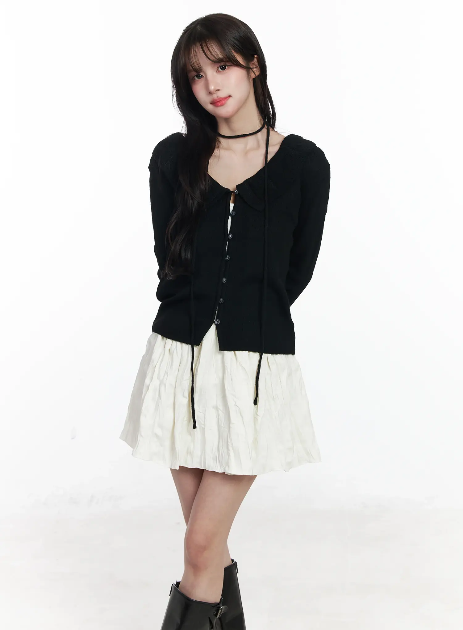 Frilled V-Neck Cardigan IJ529 - Image 8