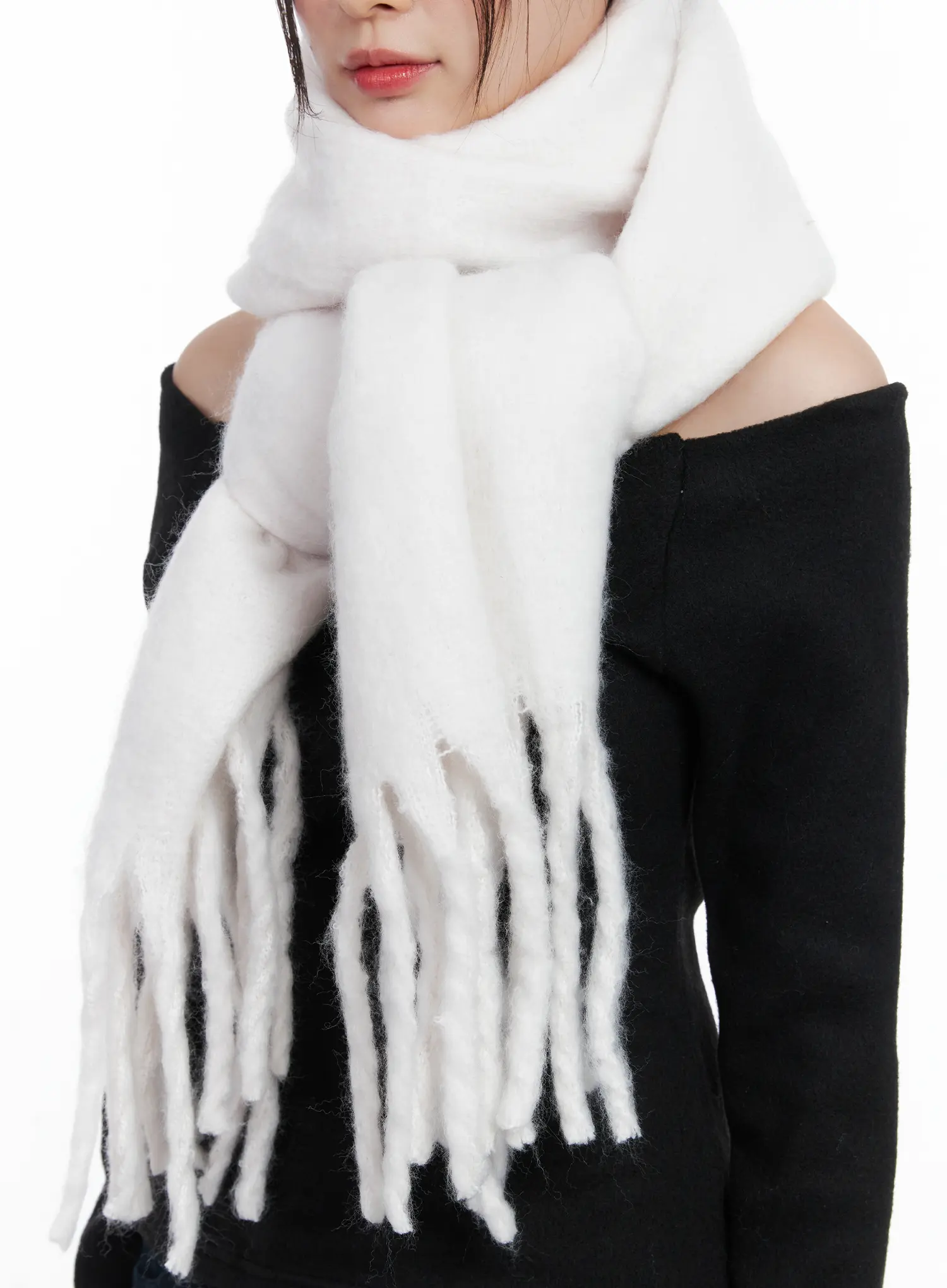 Fringed Solid Scarf IN513 - Image 3