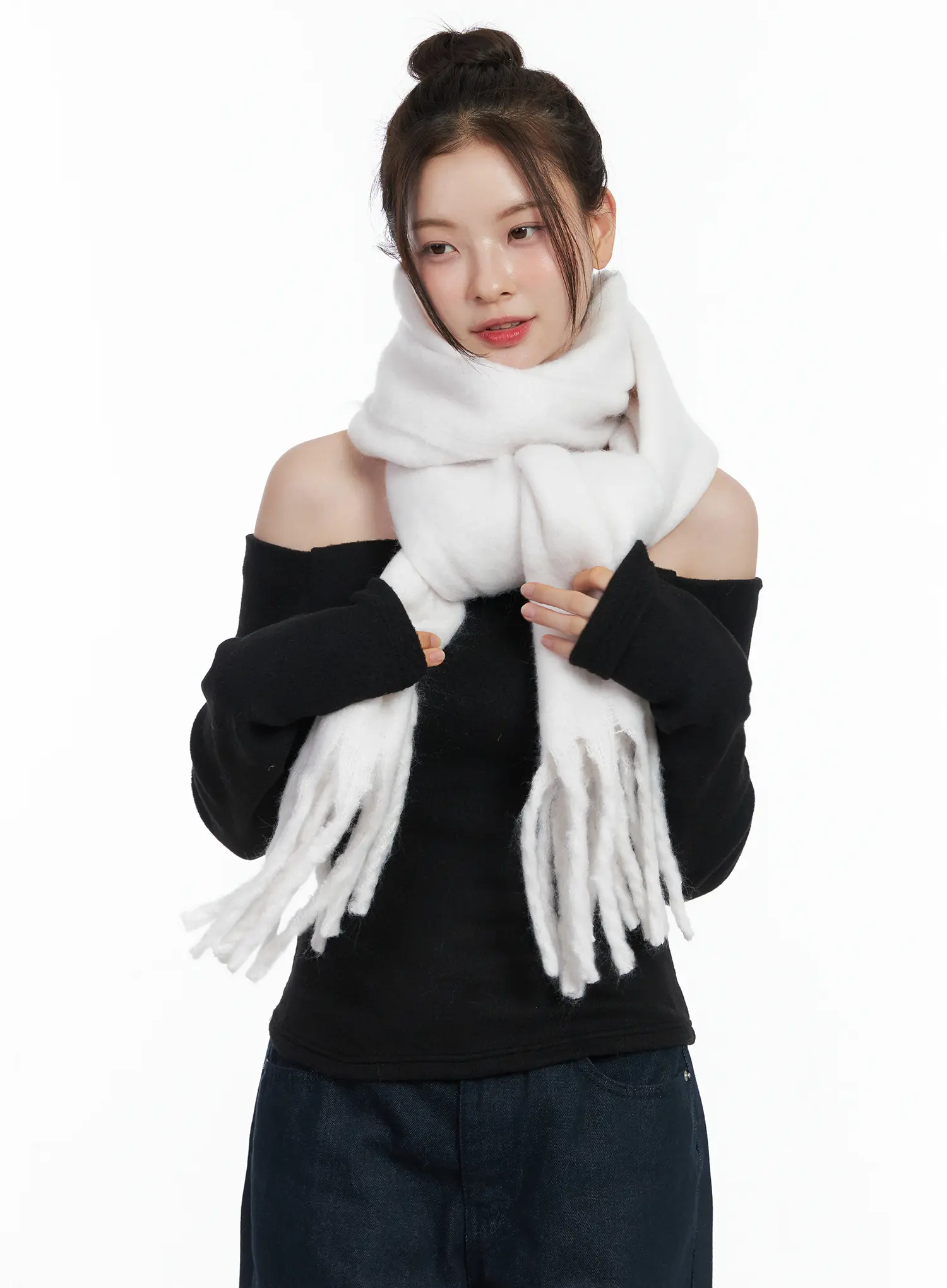 Fringed Solid Scarf IN513 - Image 4