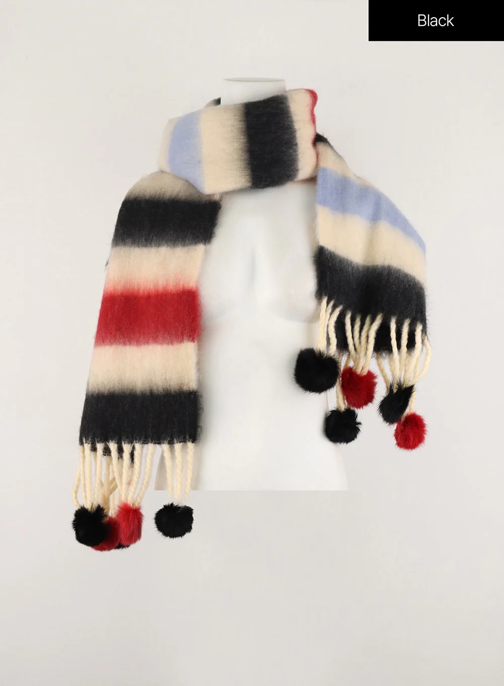 Fringed Wool Color Striped Scarf OD308 - Image 10