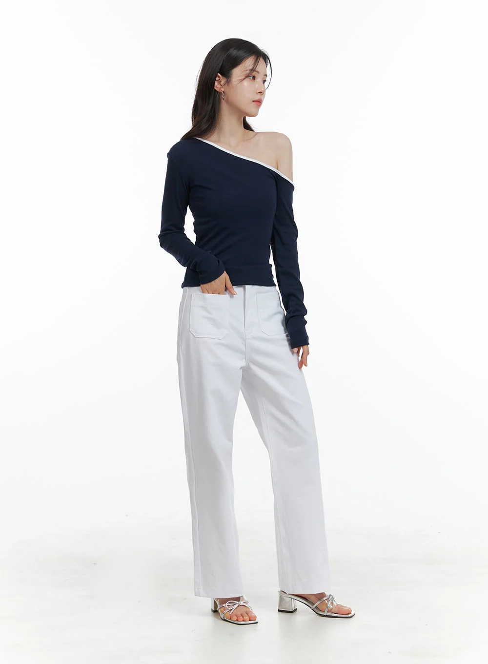Front Pockets Straight Fit Pants OA419 - Image 2