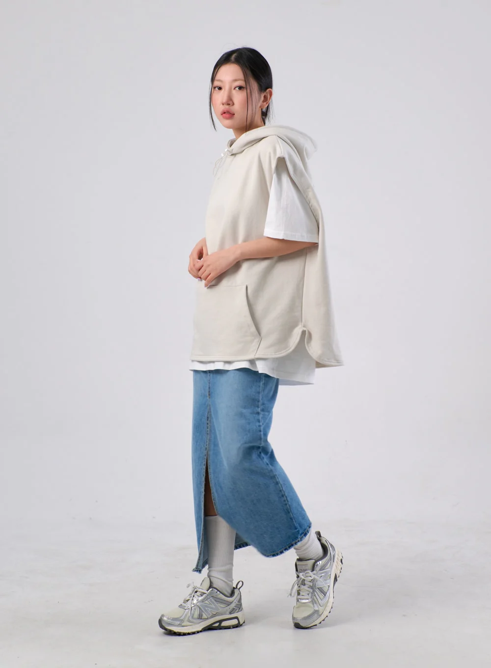Front Slit Denim Maxi Skirt IA305 - Image 10