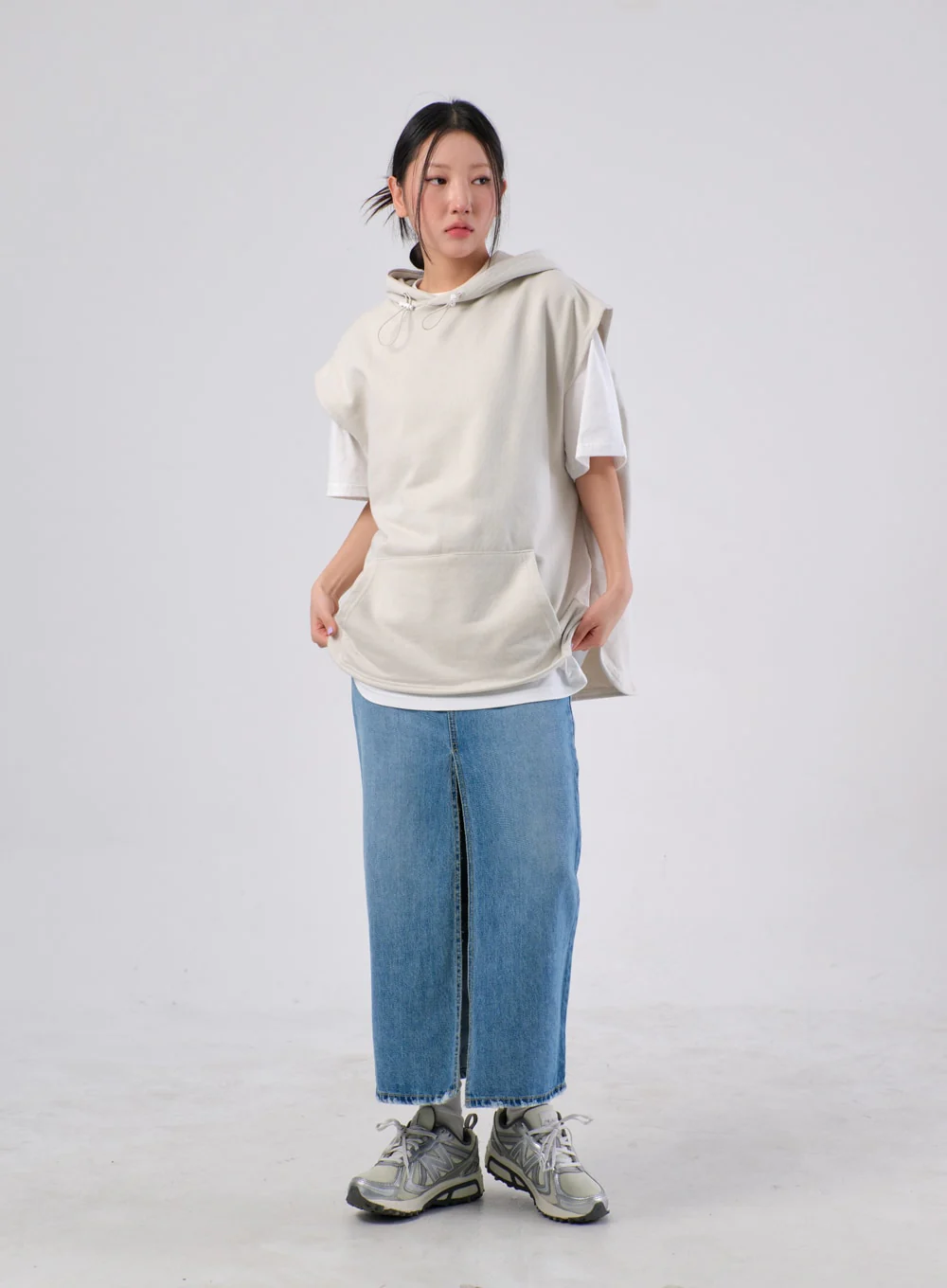 Front Slit Denim Maxi Skirt IA305 - Image 6