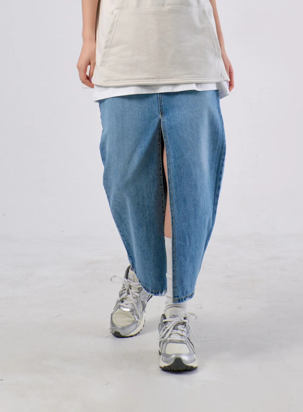 Front Slit Denim Maxi Skirt IA305 - Image 7