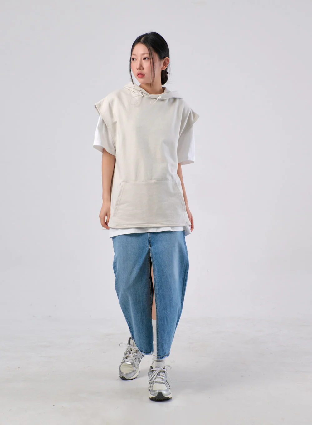 Front Slit Denim Maxi Skirt IA305 - Image 8