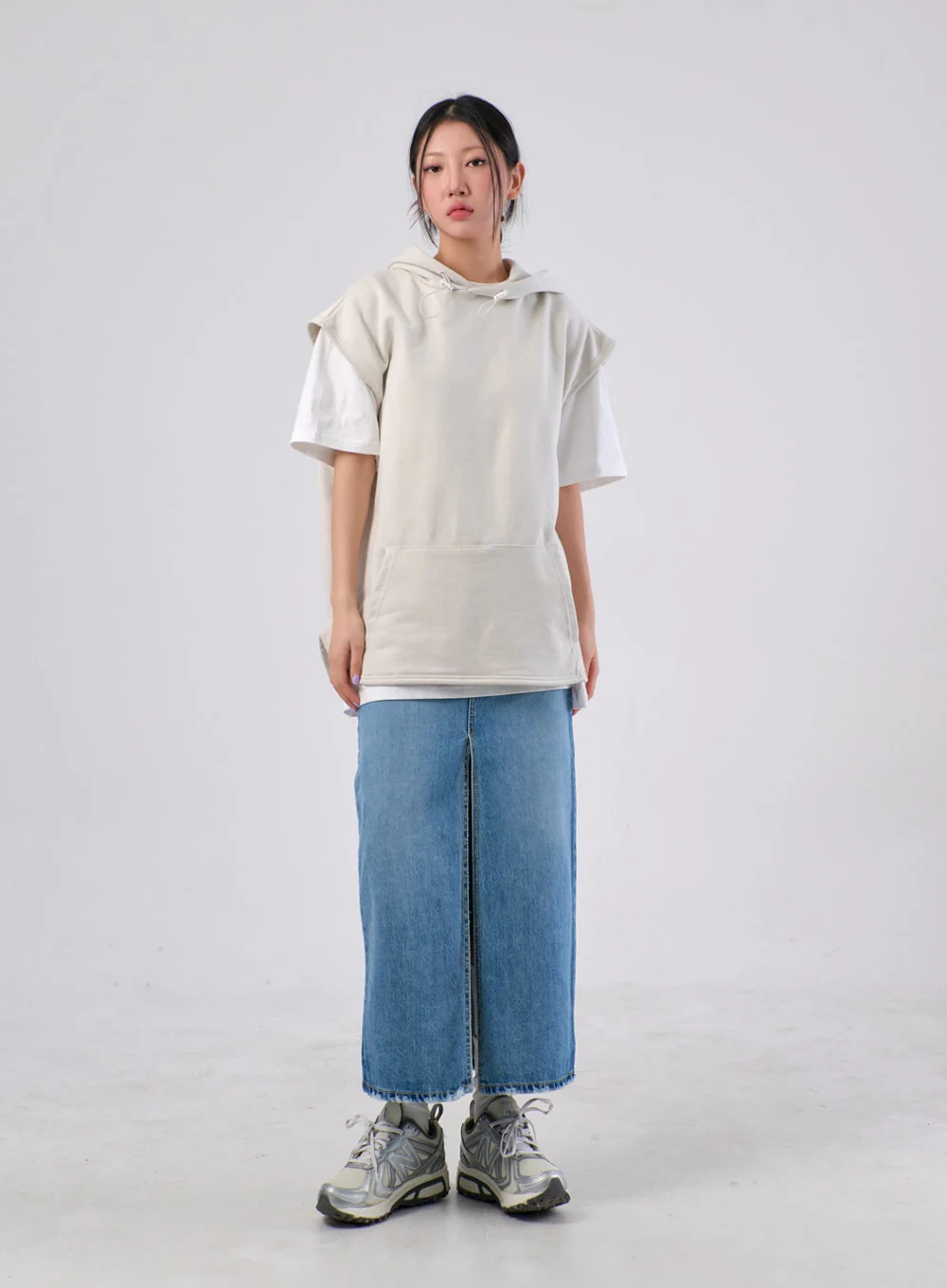 Front Slit Denim Maxi Skirt IA305 - Image 9