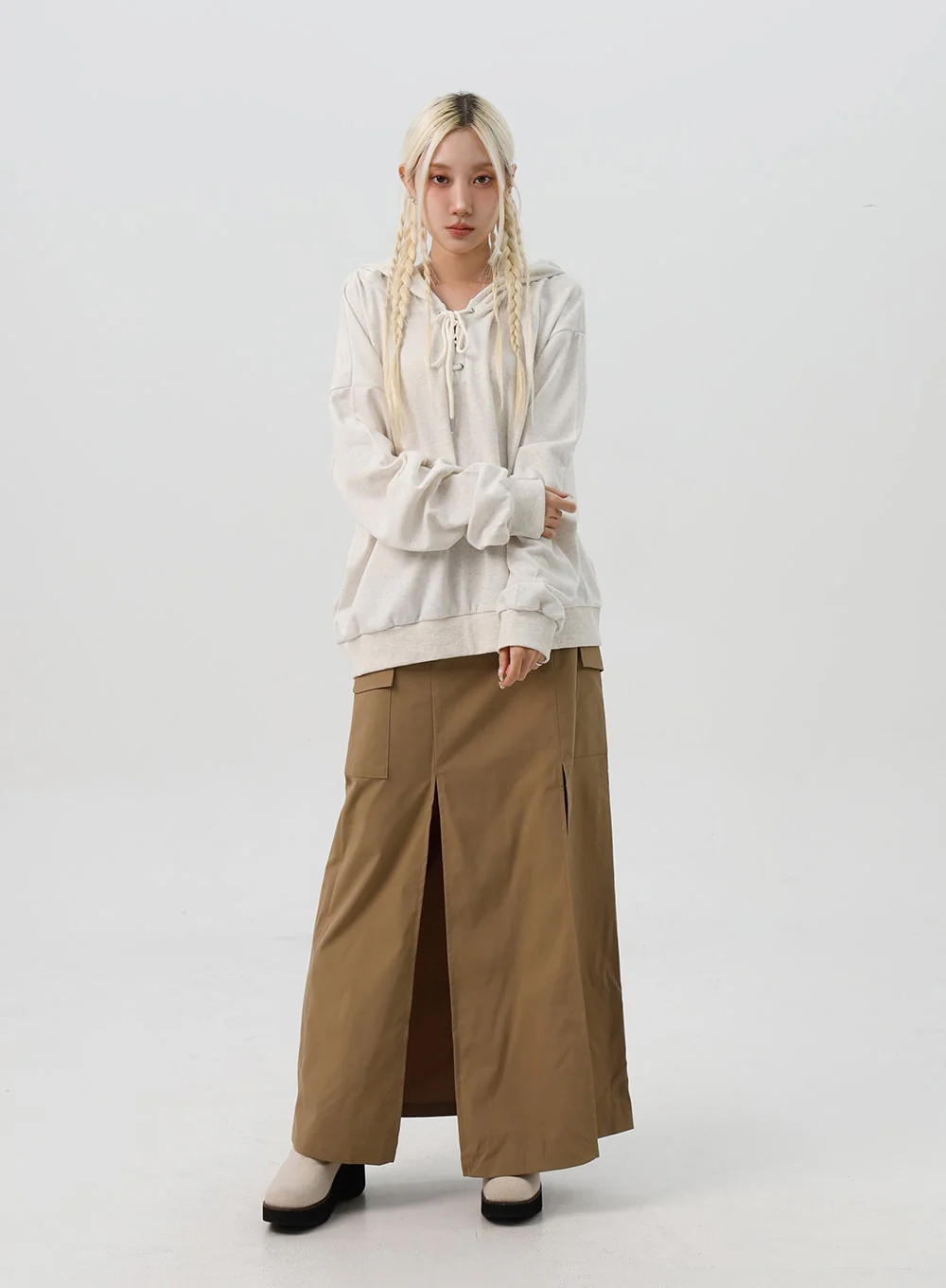 Front Tie Hooded Sweatshirt IS312 - Image 3