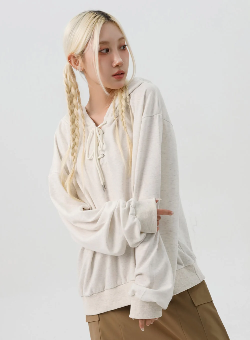 Front Tie Hooded Sweatshirt IS312 - Image 4