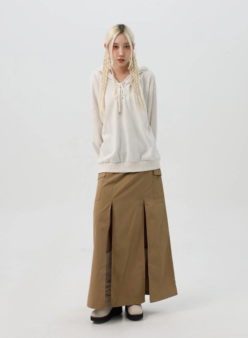 Front Tie Hooded Sweatshirt IS312 - Image 6