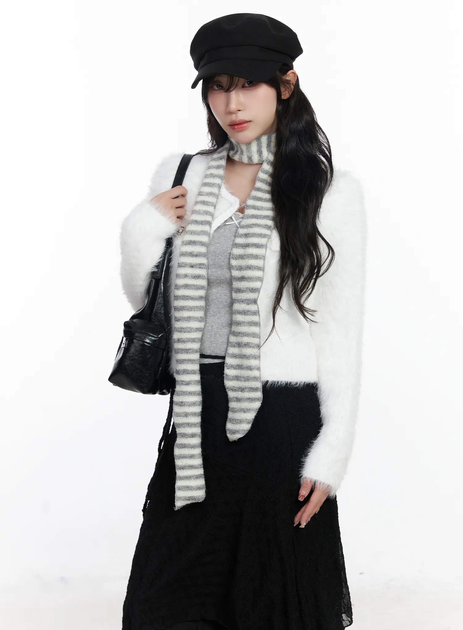 Fuzzy Angora Tweed Cardigan CJ526