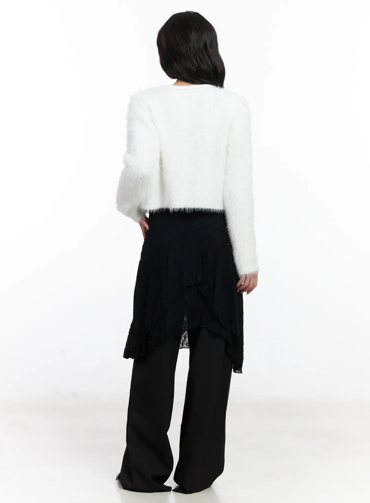 Fuzzy Angora Tweed Cardigan CJ526 - Image 5