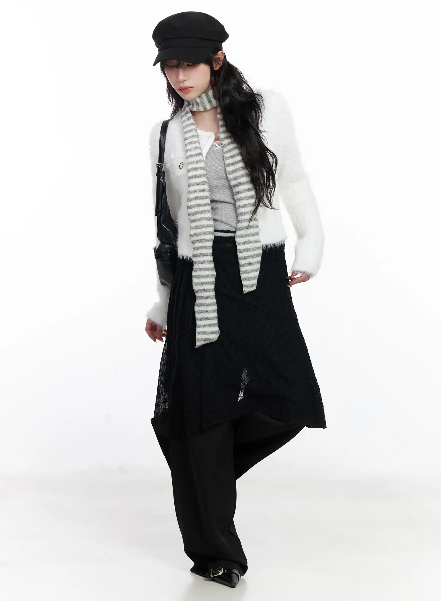 Fuzzy Angora Tweed Cardigan CJ526 - Image 7