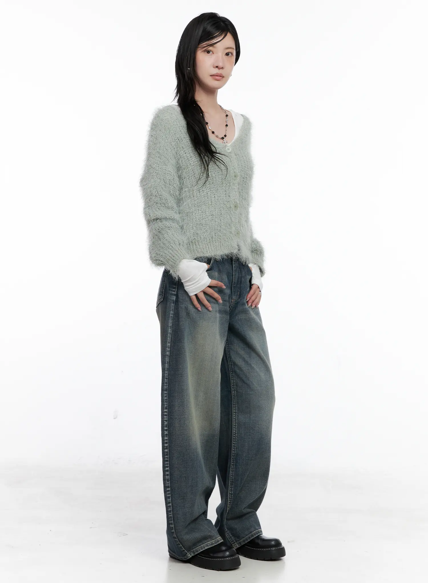 Fuzzy Knit Cardigan CS526 - Image 4