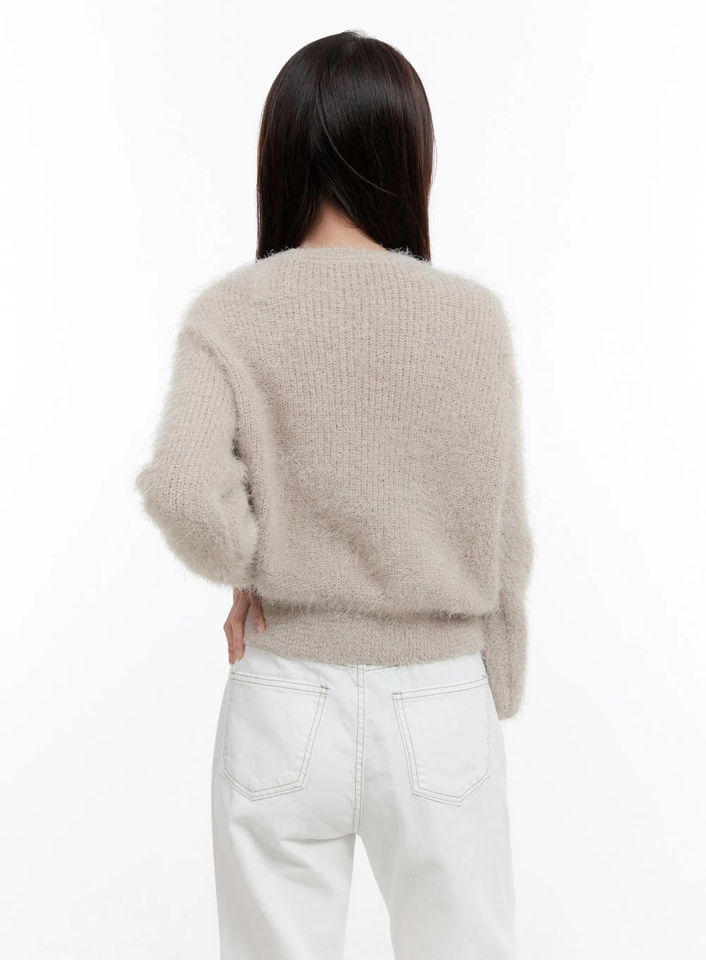 Fuzzy V-Neck Cardigan OG429 - Image 6