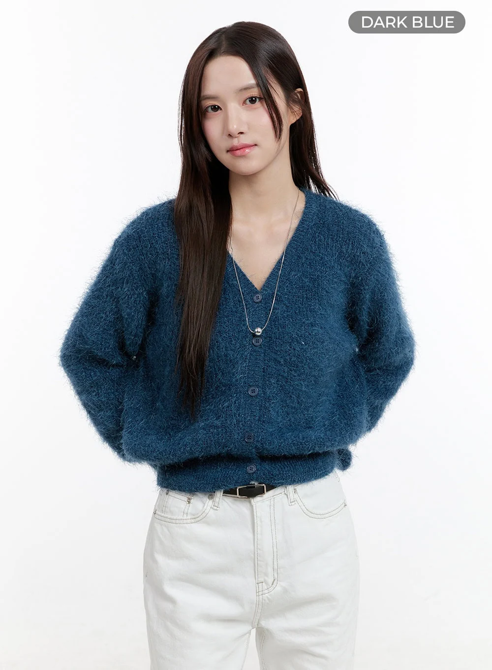 Fuzzy V-Neck Cardigan OG429 - Image 9