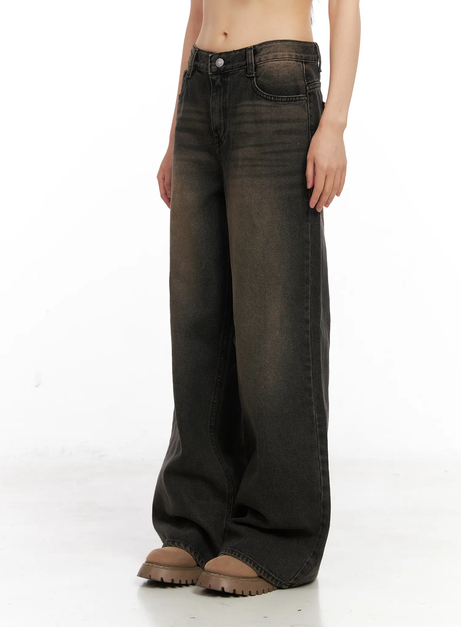 Gaeul Vintage Washed Wide Leg Jeans CN521 - Image 10
