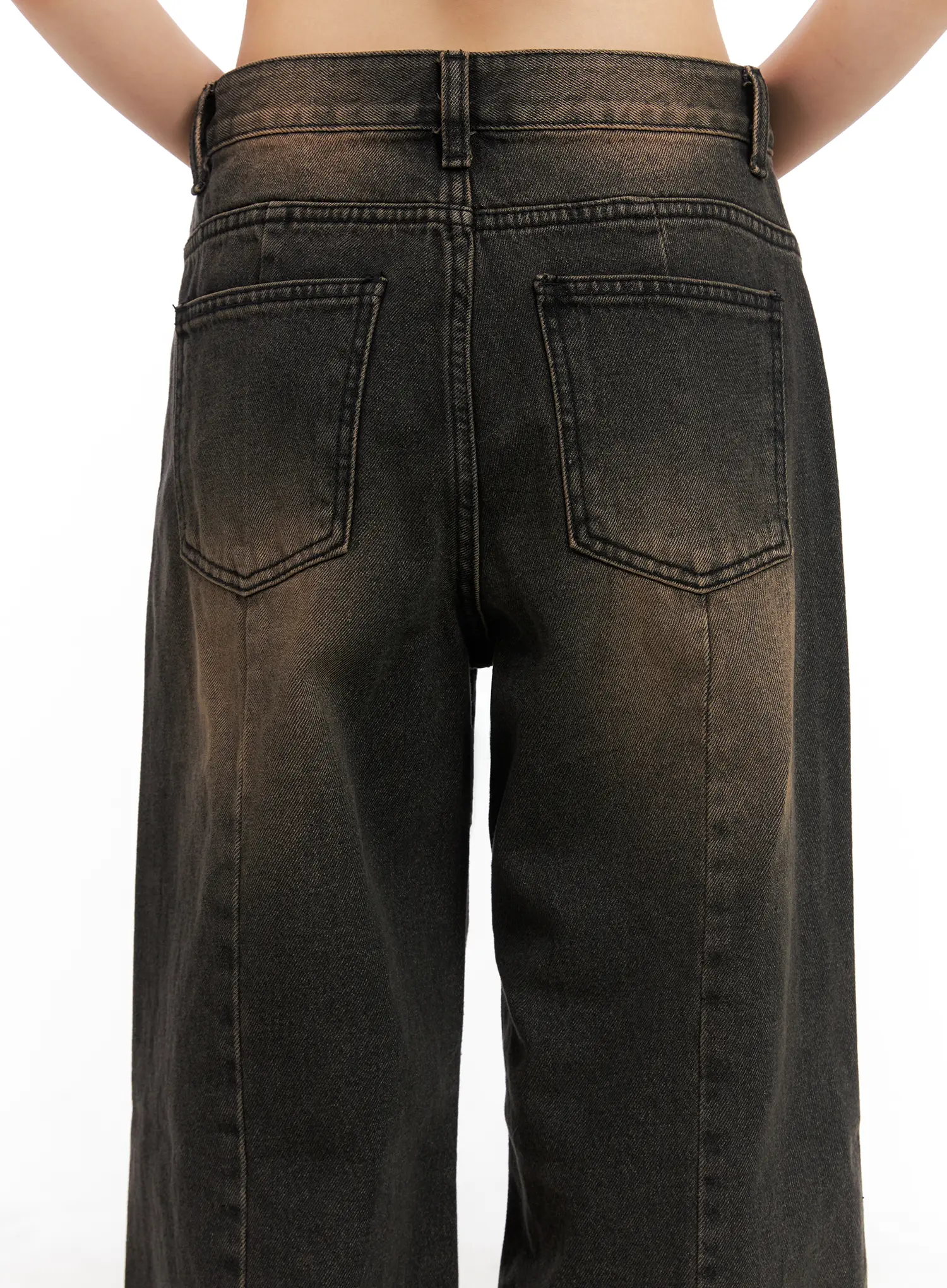 Gaeul Vintage Washed Wide Leg Jeans CN521 - Image 9