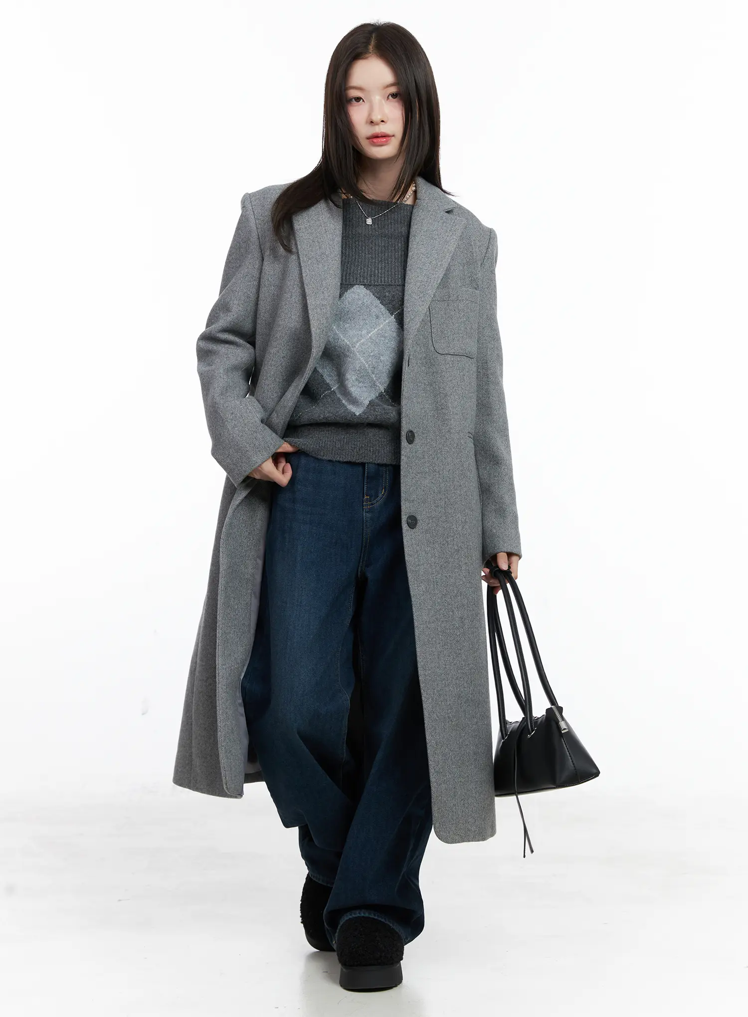 Garnet Wool-Blended Chester Long Coat CN518 - Image 2